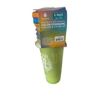 Inspirational Color Changing Tumblers w/ Lids & Straws Set MANNA 6 Pack 24oz